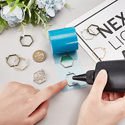 60 шт. 3-цветные шестигранные подвески из сплава с открытой задней частью FIND-GA0004-26