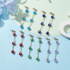 Серьги-гвоздики с подвесками в стиле лэмпворк от сглаза EJEW-JE05672