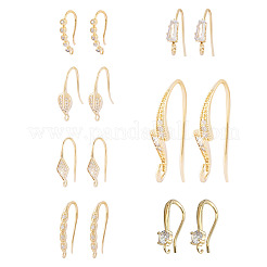 7 пара 7 крючков для серег из латуни с микропаве из кубического циркония KK-TA0001-20