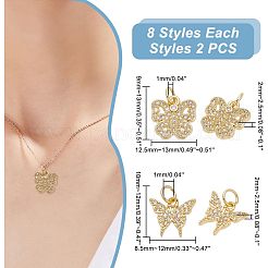 16 шт. 8 стильных подвески из сплава со стразами ALRI-AR0001-06