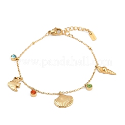 Браслеты с подвесками из нержавеющей стали 304 для женщин&nbsp;BJEW-C114-09G