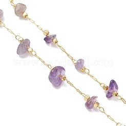 Ожерелья из цепочек ручной работы с натуральным аметистом&nbsp;NJEW-JN05811-01