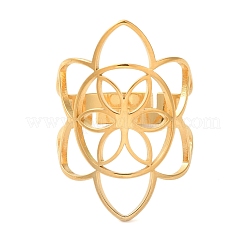 Полые цветочные регулируемые кольца из нержавеющей стали 304 для женщин RJEW-N048-06G