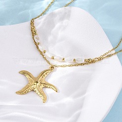 Двухслойные подвески-звезды из нержавеющей стали 304 NJEW-L465-04G