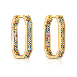 Овальные серьги-кольца из латуни с микропаве и цирконием FS-WG2CC95-01