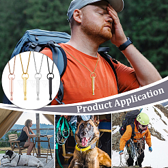 4 шт. 4 цвета из нержавеющей стали свисток для снятия беспокойства дыхания кулон для медитации ожерелья для женщин и мужчин NJEW-UN0001-71