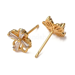 Фурнитура для серег-гвоздиков из латуни с паве из прозрачного кубического циркония KK-Z121-09G