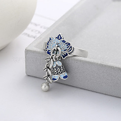 Цветок с листом 925 перстень с эмалью из стерлингового серебра&nbsp;FS-WGABCB6-01