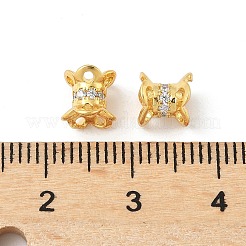 Колпачки для бусин из прозрачного кубического циркония из латуни&nbsp;KK-V015-24G-01