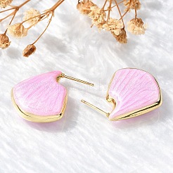 Латунные серьги-гвоздики в форме ракушки EJEW-G424-01G