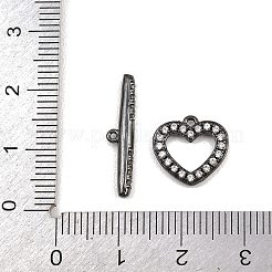 Застежки-тоглы из латуни с микропаве из прозрачных кубических цирконий в форме сердца&nbsp;KK-G548-37