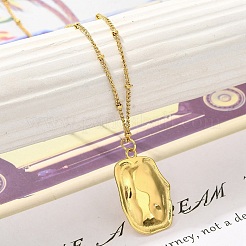 Ионное покрытие (ip) 304 нержавеющая сталь текстурированные прямоугольные подвески ожерелья для женщин&nbsp;NJEW-K255-18G