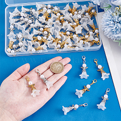 60 шт. 2-цветный ангел из АБС-пластика с имитацией жемчуга и акриловыми подвесками HJEW-PH02078