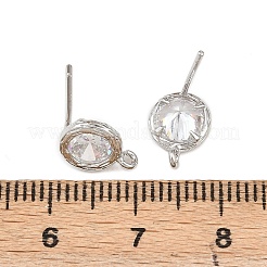 Латунные микро-паве прозрачные серьги-гвоздики из циркония KK-Z133-01P-01