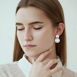 2 пара двухцветных плоских круглых сережек-гвоздиков из сплава для женщин EJEW-AN0001-84