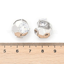 Серьги-кольца из латуни с прозрачным фианитом EJEW-Q016-08P