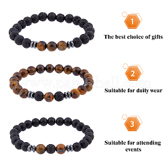 4 комплект из 4-х видов браслетов из натуральных и синтетических смешанных драгоценных камней и стеклянных круглых бусин для мужчин BJEW-FI0001-16