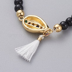 Браслеты с подвесками из натурального окрашенного и нагретого черного агата BJEW-JB04849-01