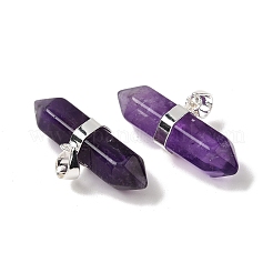 Подвески с двойным наконечником из натурального аметиста&nbsp;G-NH0001-15P-10