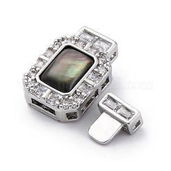 Прямоугольные застежки-коробочки из латуни с микропаве из прозрачного кубического циркония KK-G505-36P-01