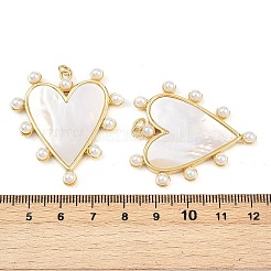 Подвески из латуни с натуральными белыми ракушками KK-S526-65G