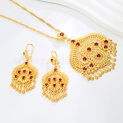 Элегантные модные комплекты из латунного ожерелья и серег в форме слезы и цветка для женщин GO0418