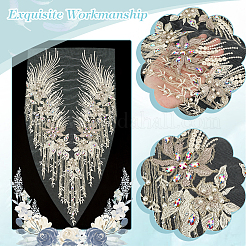 Воротник из полиэстера и цветочного кружева со стразами и вышивкой DIY-WH0304-901D