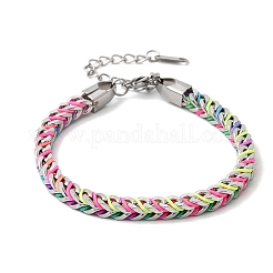Браслеты из цепочек из нержавеющей стали 304 и плетеного нейлона для женщин&nbsp;BJEW-A152-01P