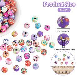 120 шт. бусины из полимерной глины с цветочным узором ручной работы&nbsp;CLAY-PA0001-24C