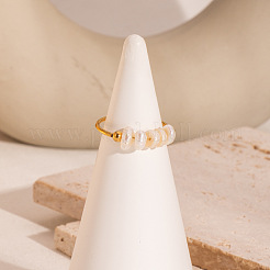 Кольца из нержавеющей стали с пресноводным жемчугом во французском стиле для женщин&nbsp;OM4825