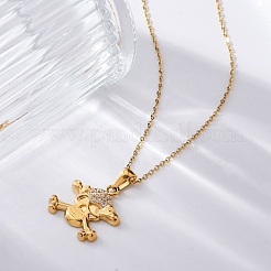 Ожерелья с подвеской в виде черепа из нержавеющей стали 304 с кристаллами и стразами&nbsp;LS-NJEW-Z057-03B-G