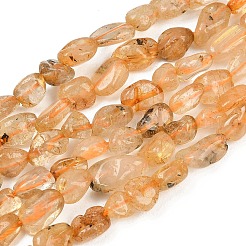 Нити бусин из натурального золота с рутилированным кварцем&nbsp;G-C272-01