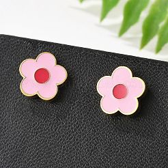 Серьги-гвоздики из нержавеющей стали 304 с эмалью STAS-E502-01G-02