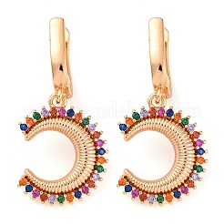 Латунные микро проложить серьги обруча кубического циркония&nbsp;EJEW-K300-50G-01