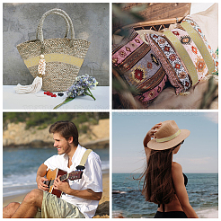 Жаккардовые ленты из полиэстера и цветов в этническом стиле длиной 7 м. SRIB-WH0011-186C