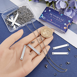 Набор для самостоятельного изготовления прямоугольного кулона из нержавеющей стали 304 с цепочками DIY-SC0024-16