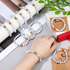 1 комплект эластичных браслетов из натуральных бусин говлита для мужчин и женщин&nbsp;BJEW-DC0001-19