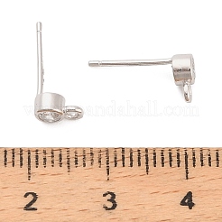 925 плоские круглые серьги-гвоздики из стерлингового серебра с микропаве из прозрачных кубических цирконий&nbsp;STER-B010-02B-P