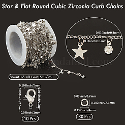 Наборы для самостоятельного изготовления цепочек из латуни с микропаве из прозрачного кубического циркония&nbsp;DIY-BBC0002-63P