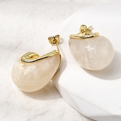 Серьги-гвоздики из латунной смолы в форме капли&nbsp;EJEW-P333-08G-01