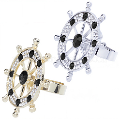 2 шт. 2-цветные зажимы для галстука со стразами из сплава&nbsp;FIND-CY0001-37B