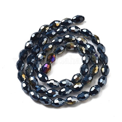 Стеклянные бусины с гальваническим покрытием  EGLA-A037-P6x8mm-B04-1