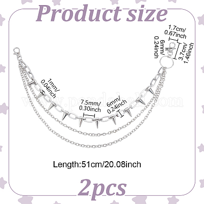 2 шт. алюминиевый и железный шип заклепки кисточки цепи ремень&nbsp;AJEW-UN0002-11P-1