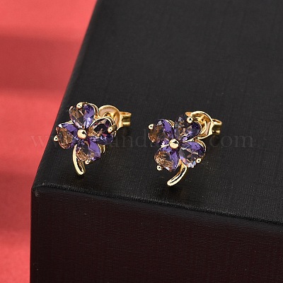 Серьги-гвоздики в виде цветка из латуни EJEW-A135-10G-1