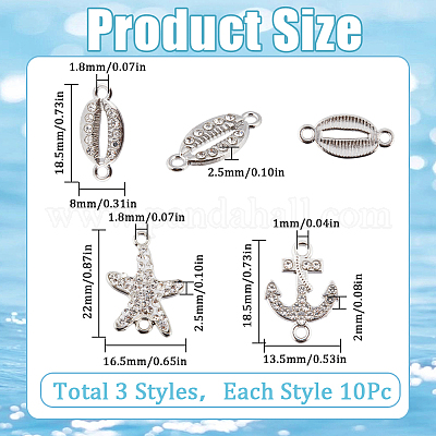 30 шт. 3 стиля подвески-соединители из сплава с кристаллами и стразами FIND-SC0007-89-1