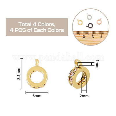 16 шт. 4-х цветные латунные микрофибровые трубчатые дужки с кубическим цирконием ZIRC-HY0001-09-1