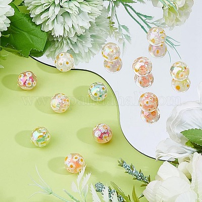 24 шт. 6-цветные прозрачные акриловые бусины с УФ-покрытием&nbsp;TACR-DC0001-11-1