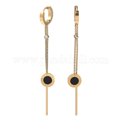 Серьги-кольца с кисточками из нержавеющей стали 304 с кристаллами и стразами EJEW-G453-02G-1