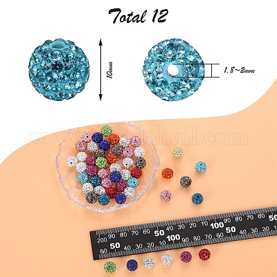 60шт 12 цвета бусины из полимерной глины со стразами RB-SZ0001-05-1