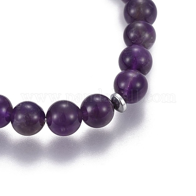 Природный аметист шарм браслеты BJEW-I275-B07-1